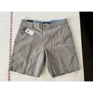 Chaps Mens Washed Twill‎ Chino Shorts Flat Front Light Nickel Grey 34W 9 Inseam